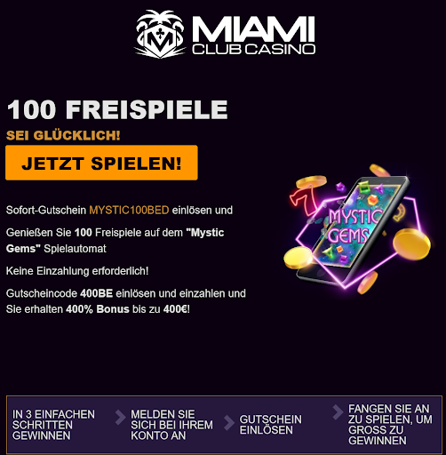 Miami Club Casino 100
                        Free Spins