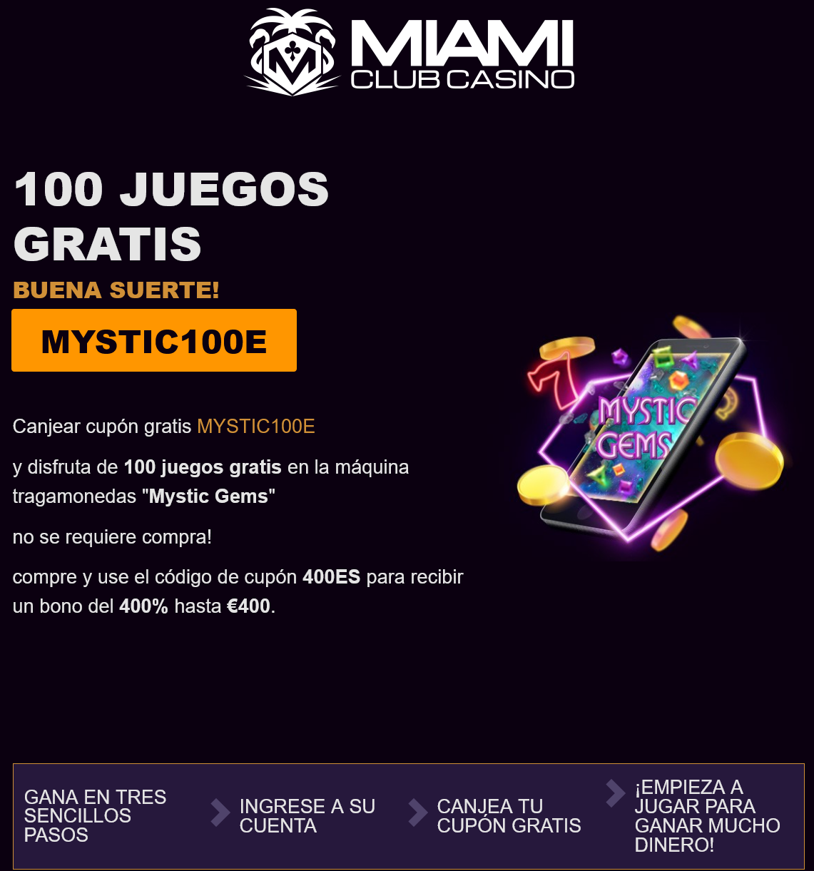 Miami Club 100 Free
                        Spins