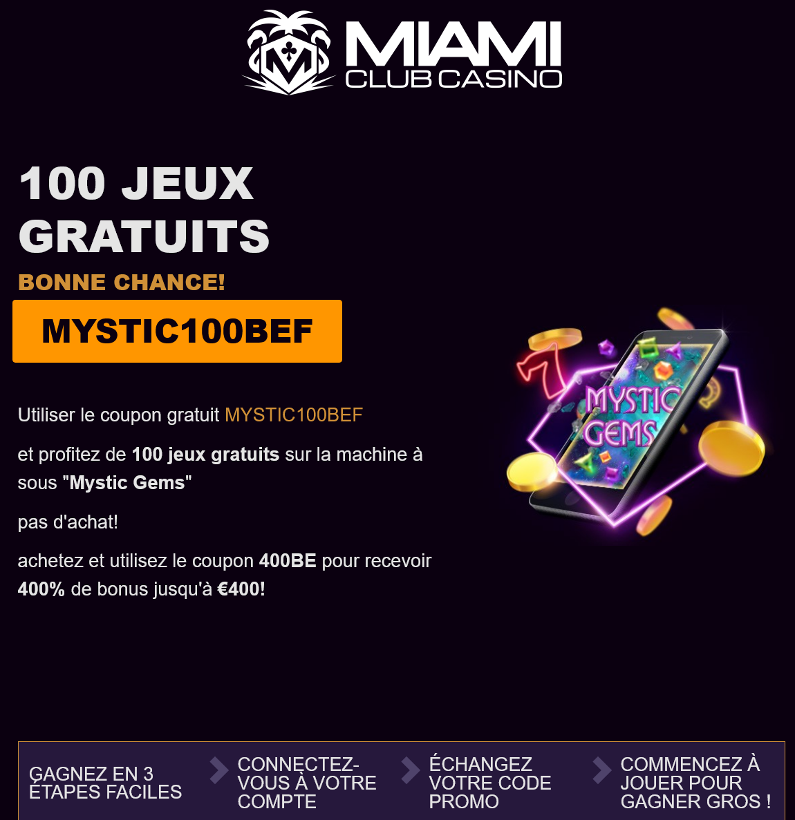 Miami
                                Club Casino 100 Free Spins